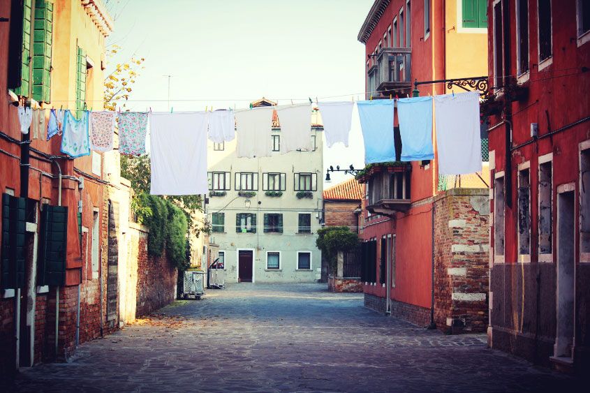 Washing Hanging Over Street Washing Hanging Over Street
