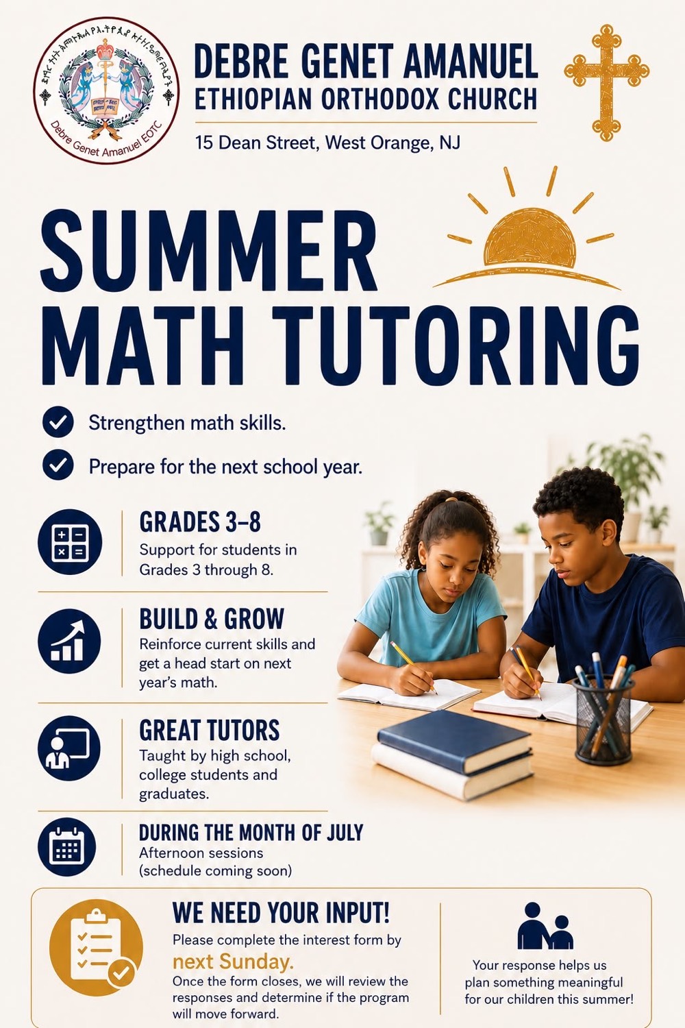 Summer Math Tutoring - Grades 3-8, July 2026